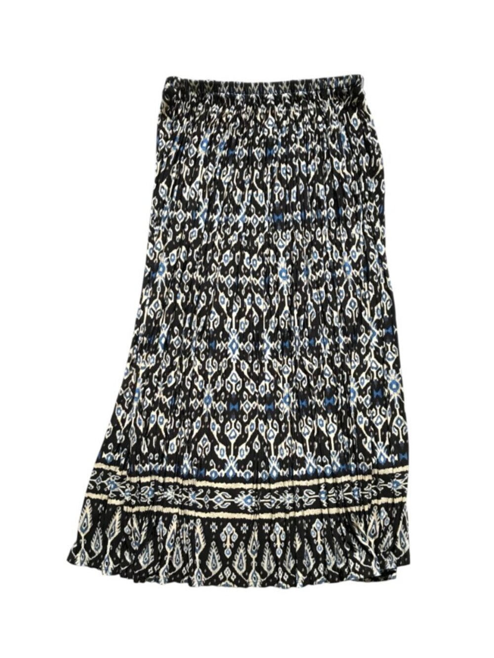 Ulla Johnson Geo Print Maxi Skirt Womens Large Black Blue Elastic Waist Rayon